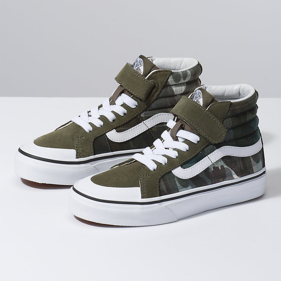 Vans Erkek Çocuk Velcro Ayakkabı Plaid Camo Sk8-Hi Reissue 138 V Mor/Beyaz | 55689-122